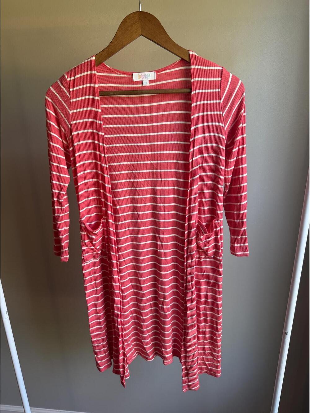 Lularoe striped open front cardigan with pockets